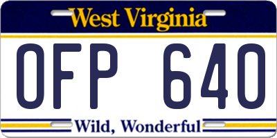 WV license plate OFP640