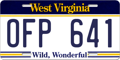 WV license plate OFP641