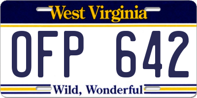 WV license plate OFP642
