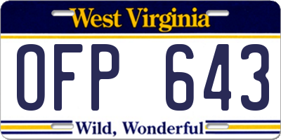 WV license plate OFP643