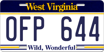 WV license plate OFP644