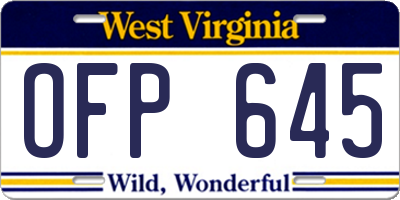 WV license plate OFP645