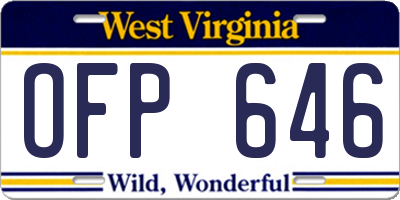 WV license plate OFP646