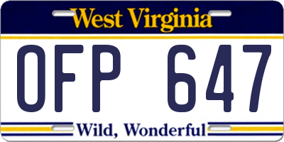 WV license plate OFP647
