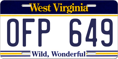 WV license plate OFP649