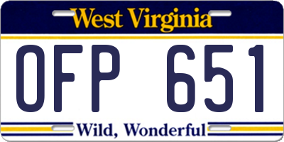 WV license plate OFP651