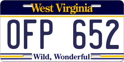 WV license plate OFP652