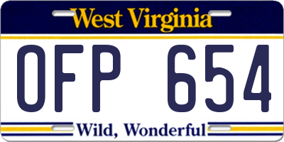 WV license plate OFP654
