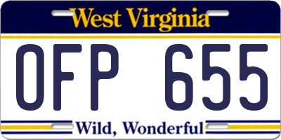WV license plate OFP655