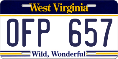 WV license plate OFP657