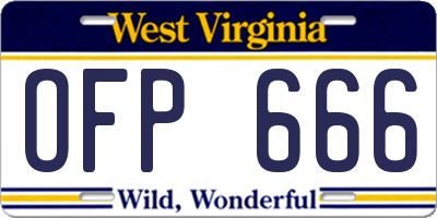 WV license plate OFP666