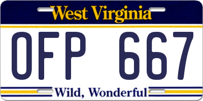 WV license plate OFP667