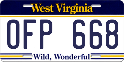 WV license plate OFP668