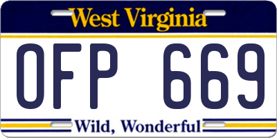 WV license plate OFP669