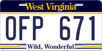 WV license plate OFP671