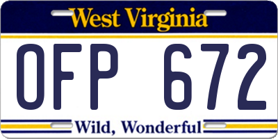 WV license plate OFP672