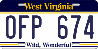 WV license plate OFP674