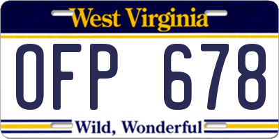 WV license plate OFP678