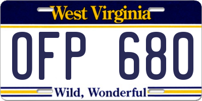 WV license plate OFP680