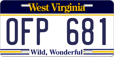 WV license plate OFP681