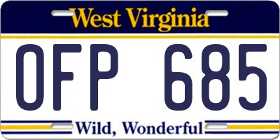 WV license plate OFP685