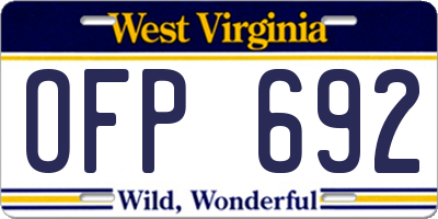 WV license plate OFP692