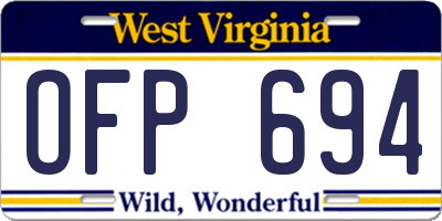 WV license plate OFP694