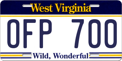 WV license plate OFP700