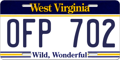 WV license plate OFP702
