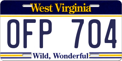 WV license plate OFP704