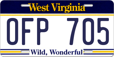 WV license plate OFP705