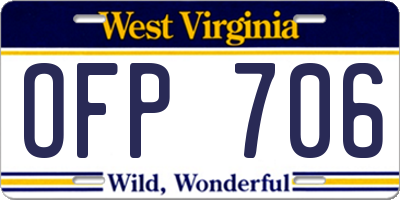 WV license plate OFP706