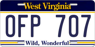 WV license plate OFP707