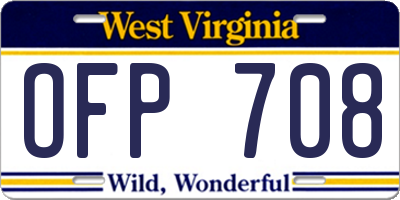 WV license plate OFP708