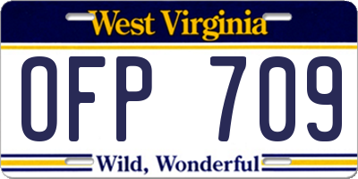 WV license plate OFP709