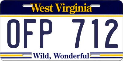 WV license plate OFP712