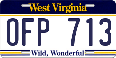 WV license plate OFP713