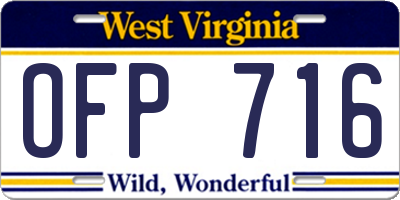 WV license plate OFP716
