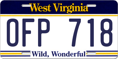 WV license plate OFP718