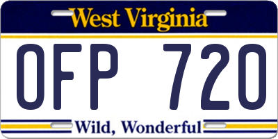 WV license plate OFP720
