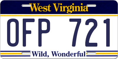 WV license plate OFP721