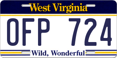 WV license plate OFP724