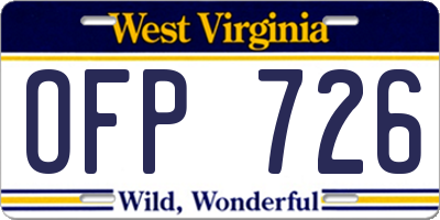 WV license plate OFP726