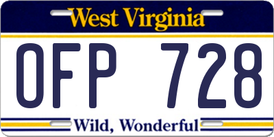 WV license plate OFP728