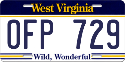 WV license plate OFP729