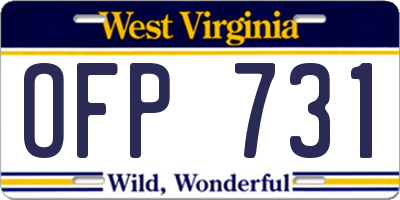 WV license plate OFP731