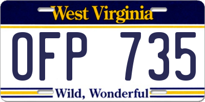WV license plate OFP735