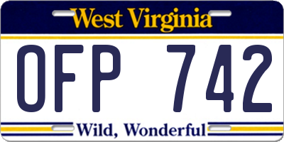 WV license plate OFP742