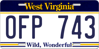 WV license plate OFP743