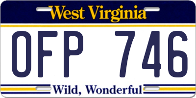 WV license plate OFP746